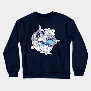 Blue Koi Carp Ripples - Fabulous Fish Pattern Crewneck Sweatshirt